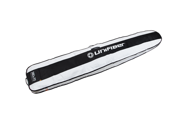White and black paddle bag with 'uniFiber' branding on a white background